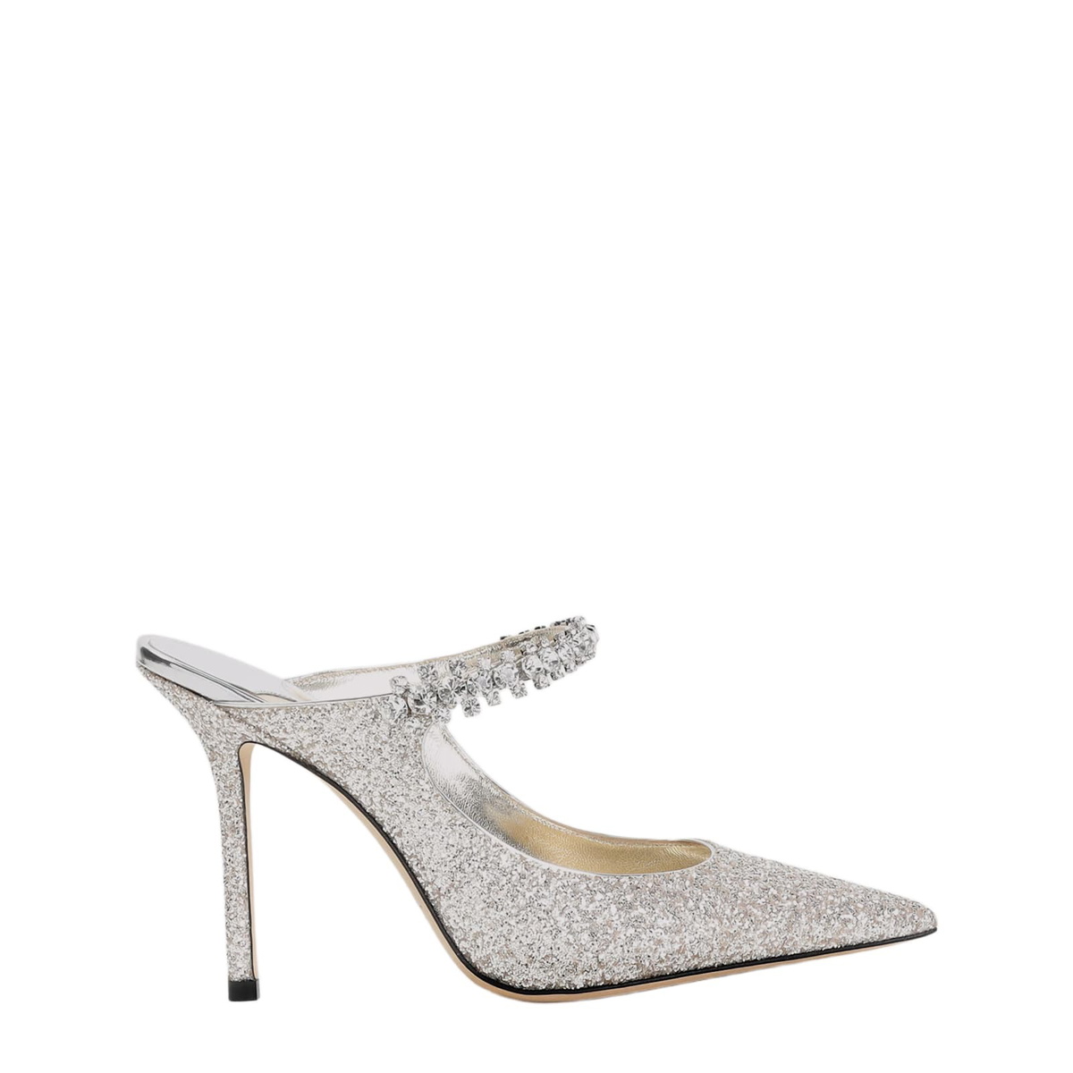 Jimmy Choo Etana 95 Metallic Sandals | Silver | FARFETCH JO