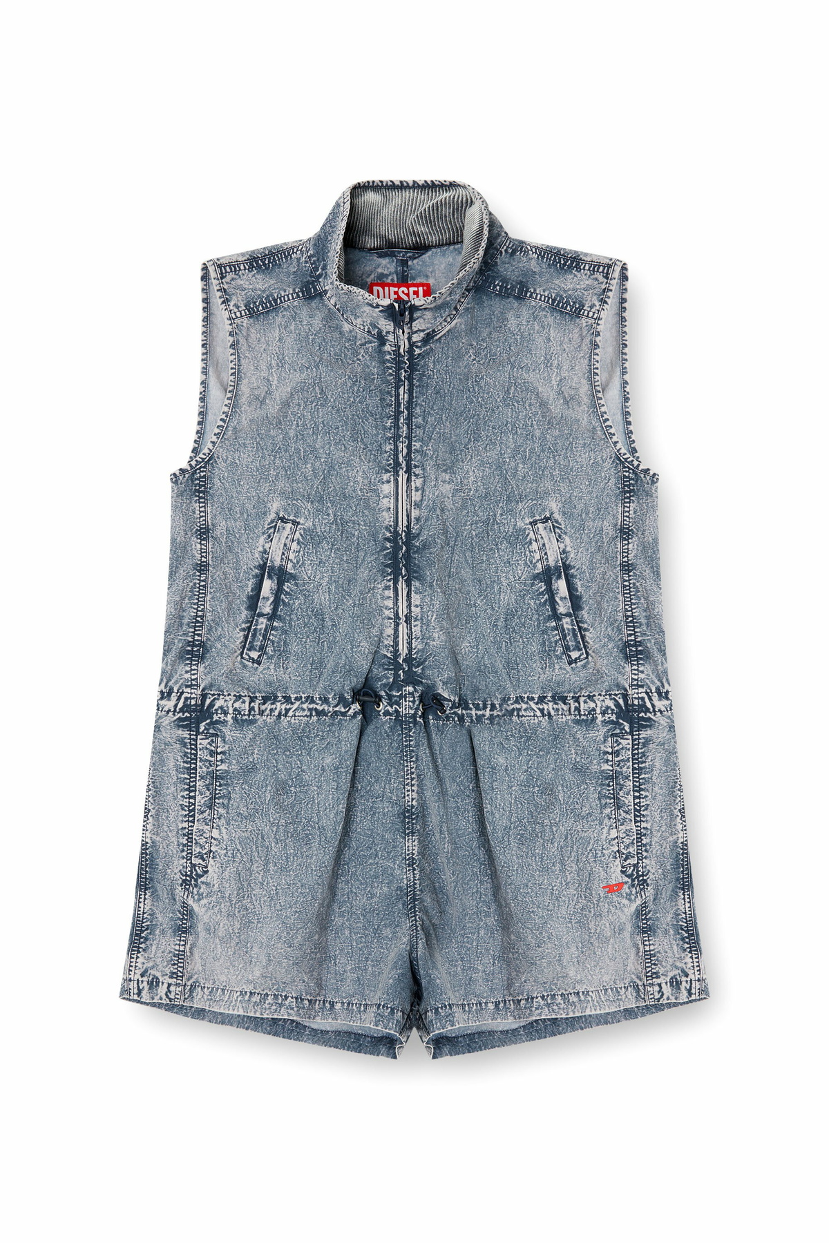 Diesel Playsuit in treated nylon - Jumpsuits Womens in Blue