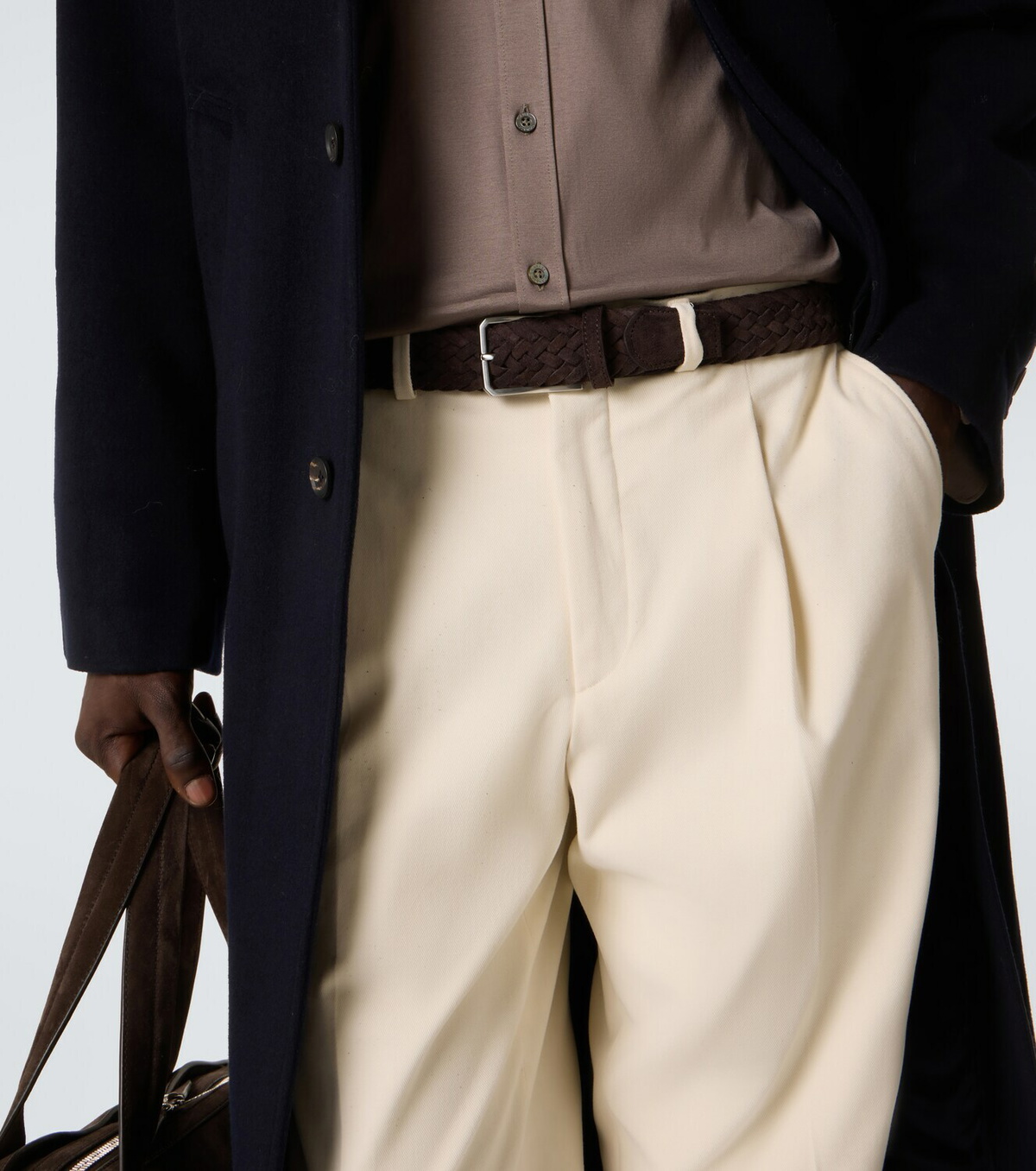 Canali Braided suede belt