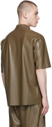 Nanushka Khaki Bodil Vegan Leather Shirt