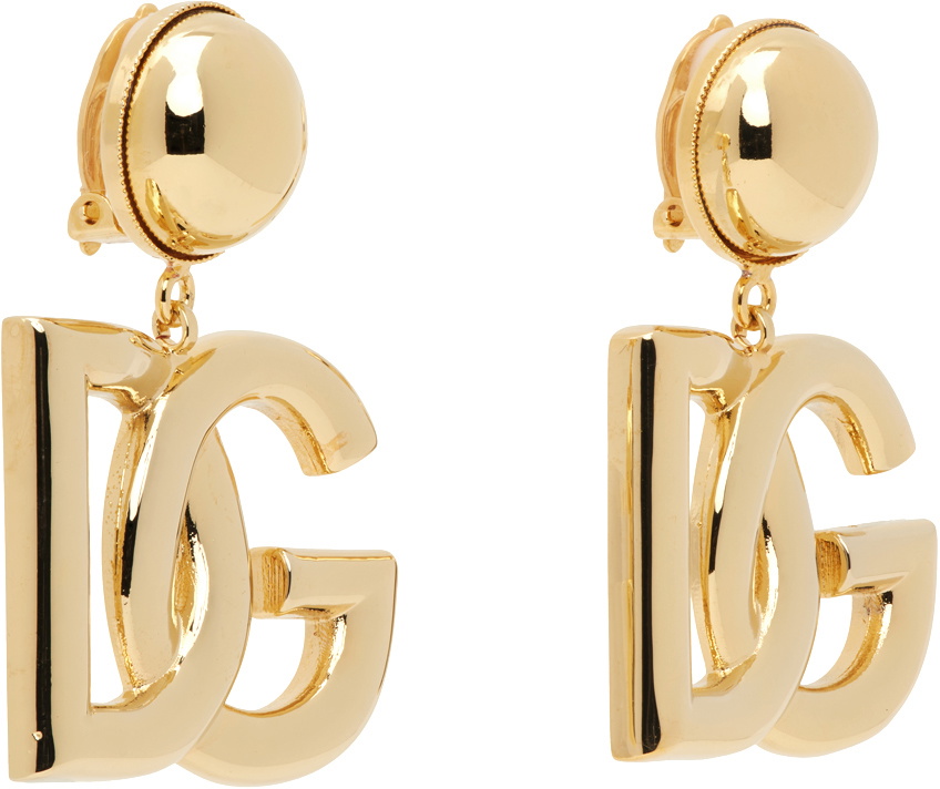 【関税＆送料込み】Dolce & Gabbana Clips Earrings With Logo Clip-on earrings with DG logo in Gold for Women