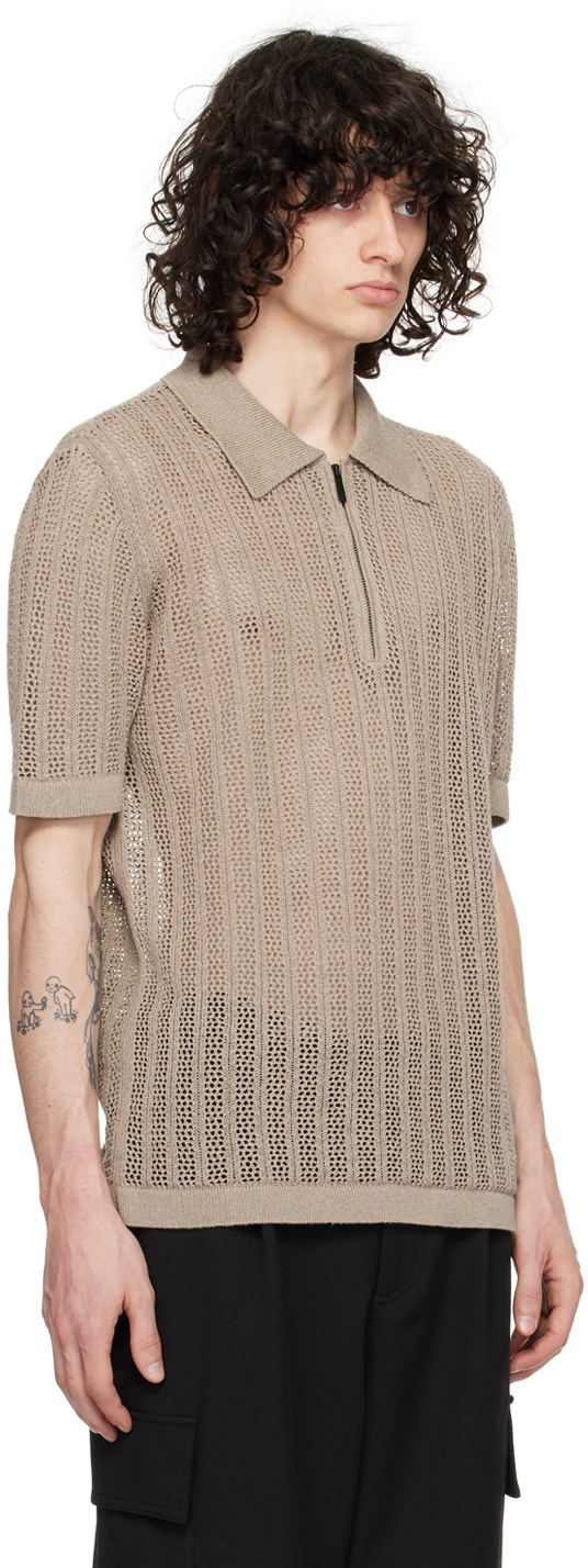 Emporio Armani Beige Half-Zip Polo
