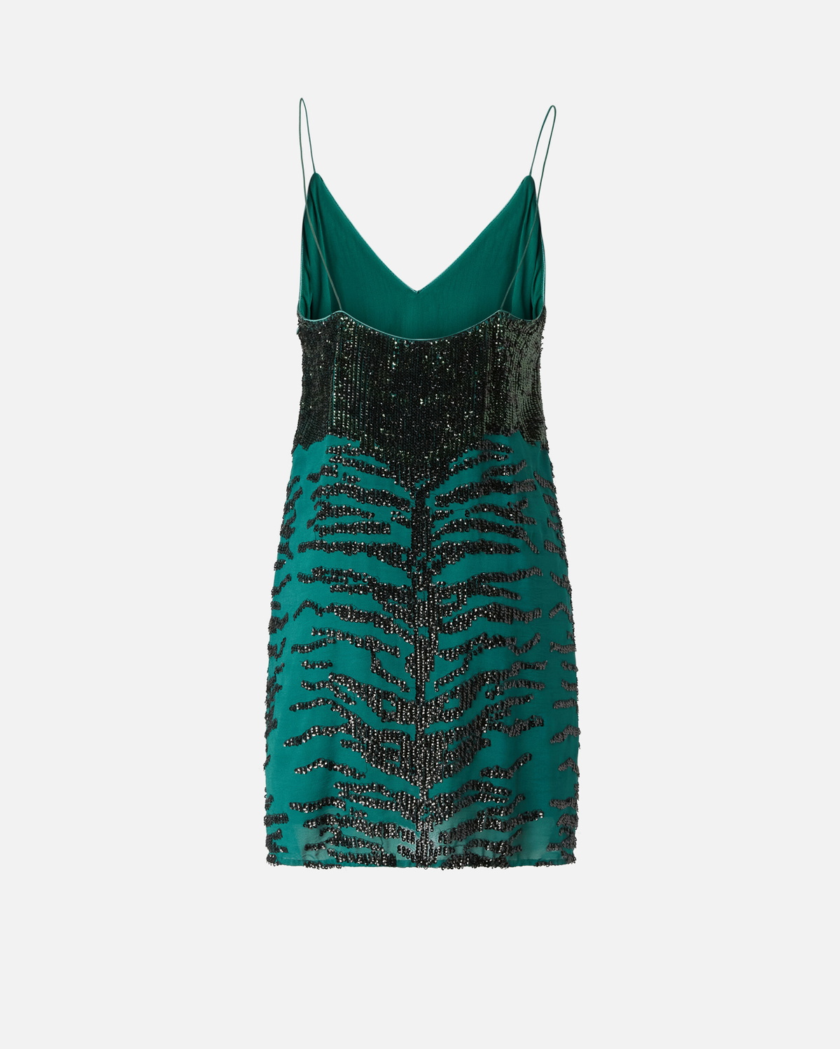 Pinko Mini Dress With Zebra Sequin Embroidery Green/Black Pinko