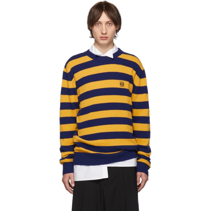 Photo: Loewe Navy and Yellow Cashmere Stripe Sweater