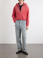KAPITAL - Distressed Cotton-Jersey Zip-Up Hoodie - Red