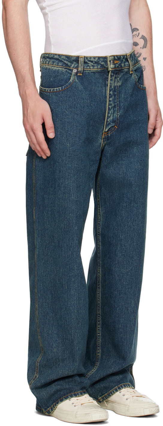 【関税込み】Eckhaus Latta ジーンズ Eckhaus Latta Wide Leg Jeans | Blue | FARFETCH