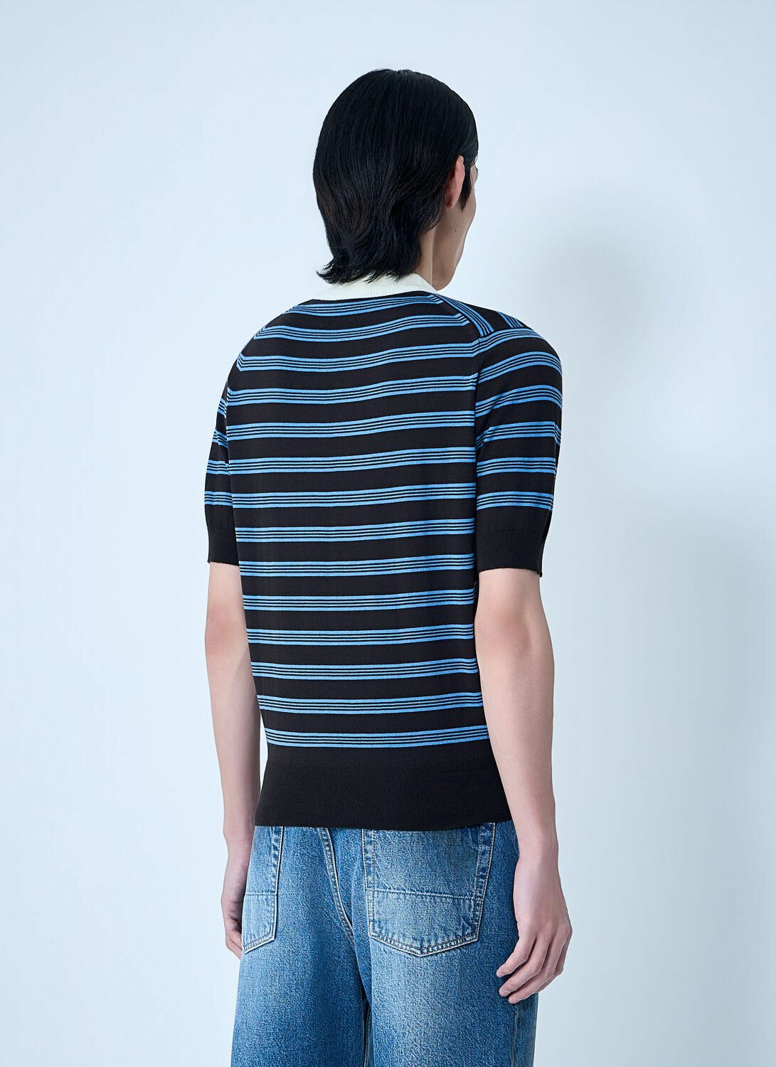 Wales Bonner Striped Knit Polo Shirt