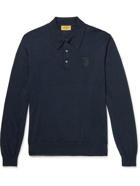 Tod's - Embroidered Merino Wool Polo Shirt - Blue