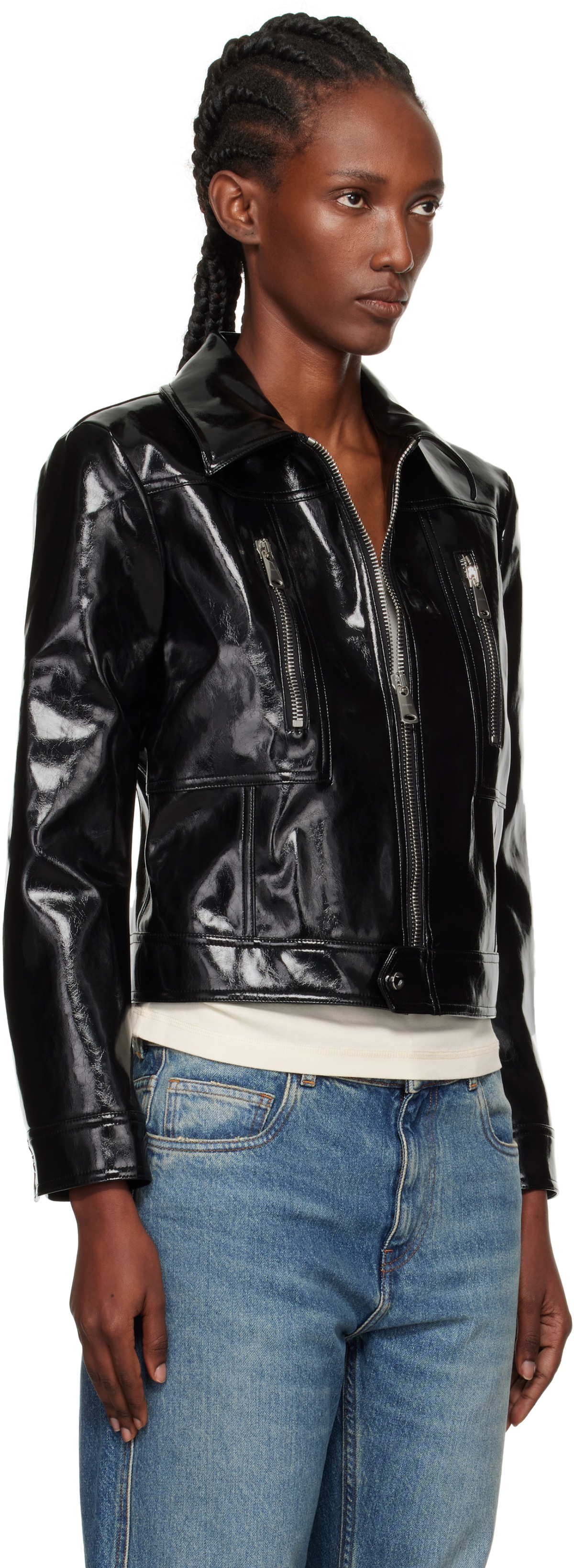 Coperni Black Cactus Faux-Leather Jacket