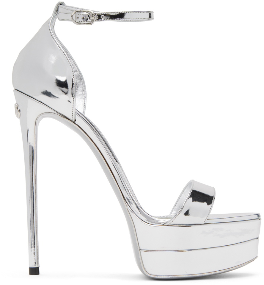Neri Silver Rhinestone Knotted High Heel Sandals | Sandals heels, Trendy  block heels, High heel sandals