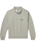 FEAR OF GOD ESSENTIALS - Logo-Print Cotton-Blend Jersey Mock-Neck Sweatshirt - Gray