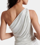 Norma Kamali Diana one-shoulder ruched lamé gown