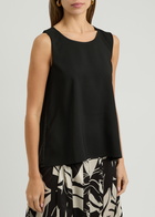 High Cue Panelled Satin top Black