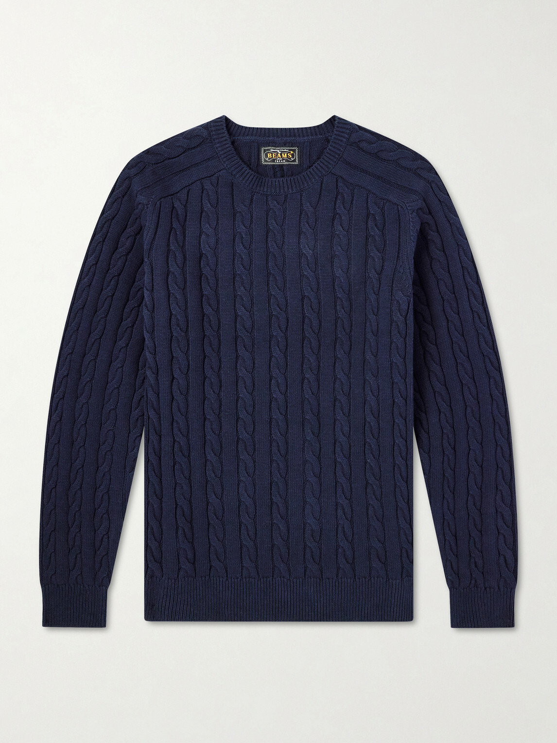 Beams Plus - Cable-Knit Cotton Sweater - Blue