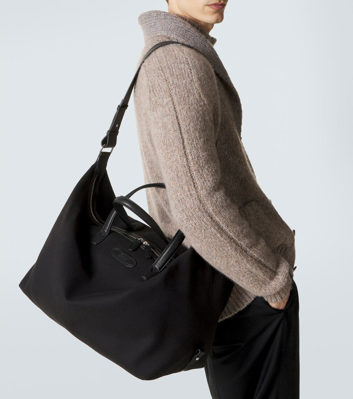 Brioni Leather-trimmed canvas duffel bag