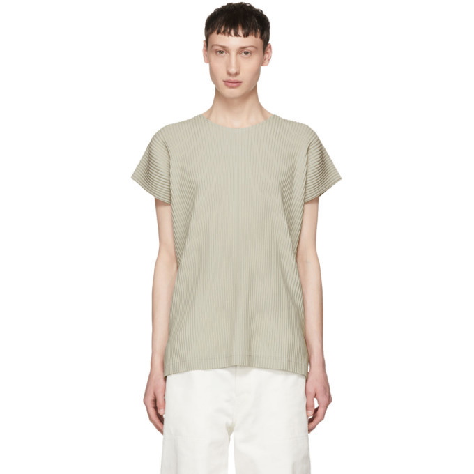 Photo: Homme Plisse Issey Miyake Beige Pleated T-Shirt