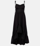 Juliet Dunn Asymmetric embroidered cotton midi dress