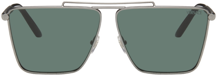 Photo: Versace Gunmetal Aviator Sunglasses