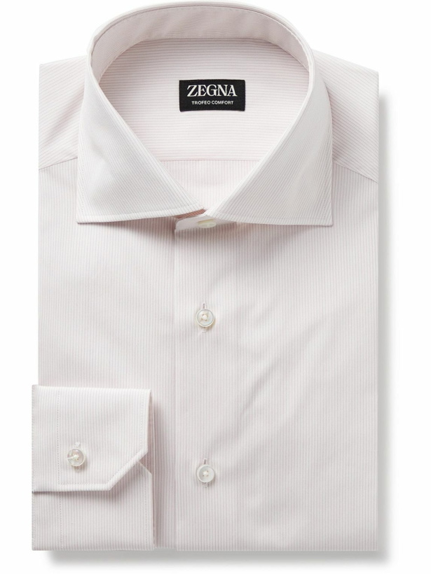 Photo: Zegna - Trofeo Striped Cotton-Poplin Shirt - Pink