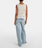 Brunello Cucinelli Open-knit jute and cotton-blend top