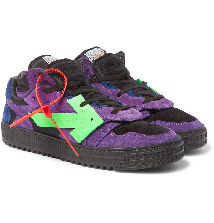 Photo: Off-White - Off-Court Suede and Leather Sneakers - Purple