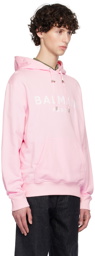 Balmain Pink Printed Logo Hoodie