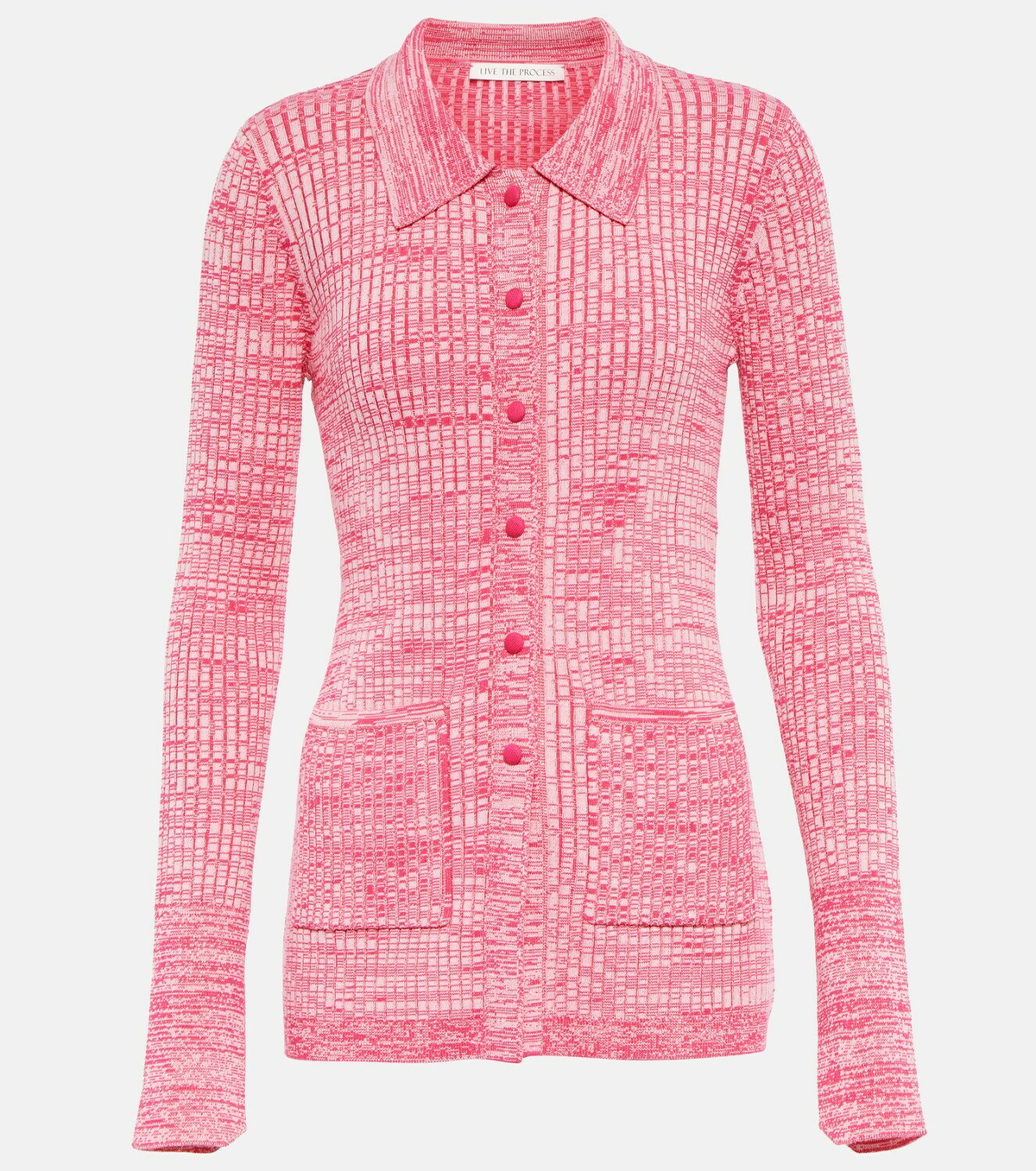 Live The Process - Tuxedo marl ribbed-knit cardigan