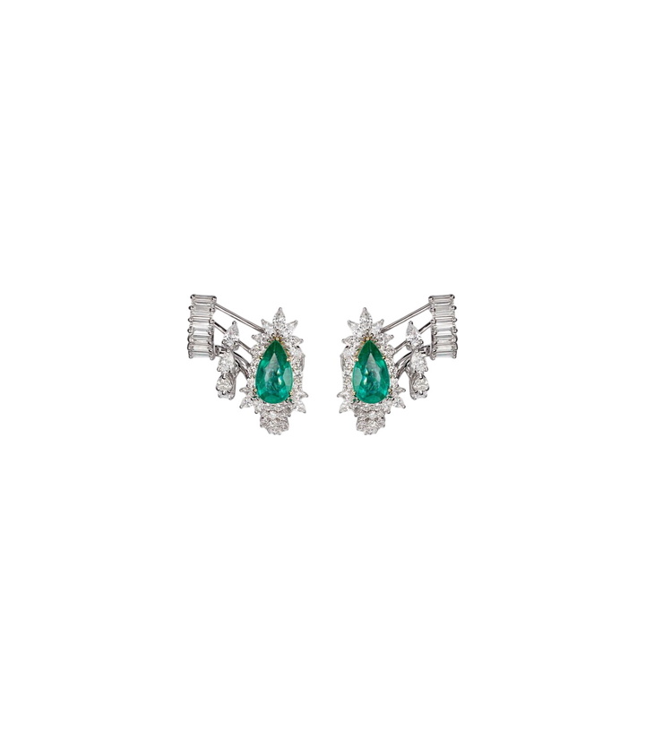 Photo: Yeprem Reign Supreme 18kt yellow and white gold earrings with diamonds and emerald