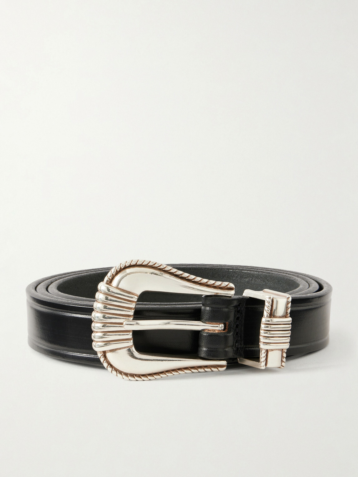 Monitaly - 2.5cm Leather Belt - Black