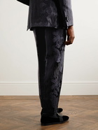 Etro - Straight-Leg Jacquard Drawstring Tuxedo Trousers - Blue