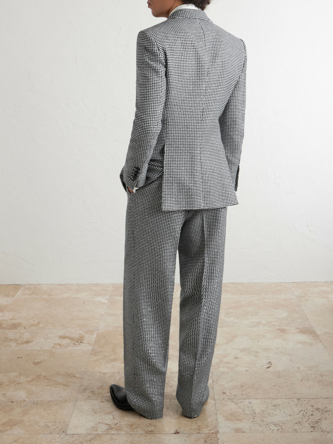 TOM FORD - Sequin-Detailed Houndstooth Wool-Blend Suit Jacket - Black