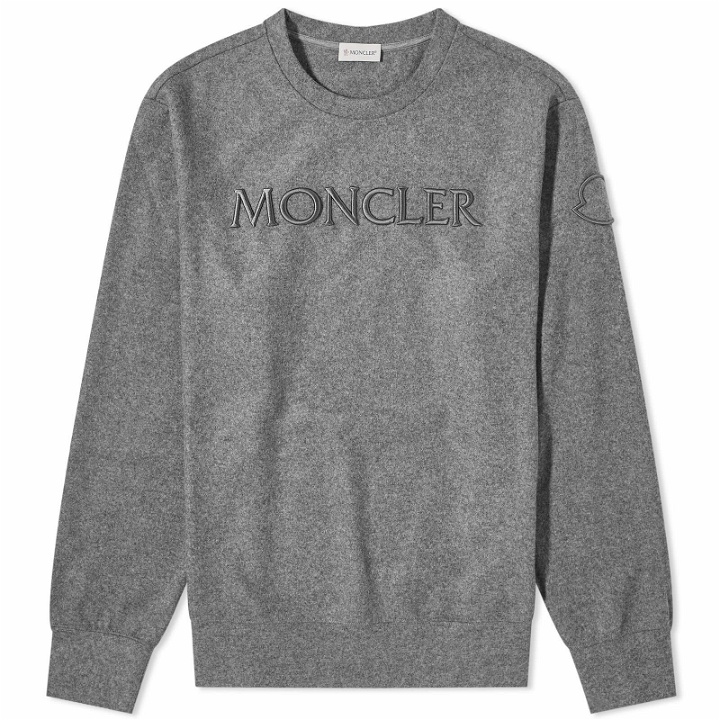 Photo: Moncler Men's Embroidered Logo Sweater in Grey