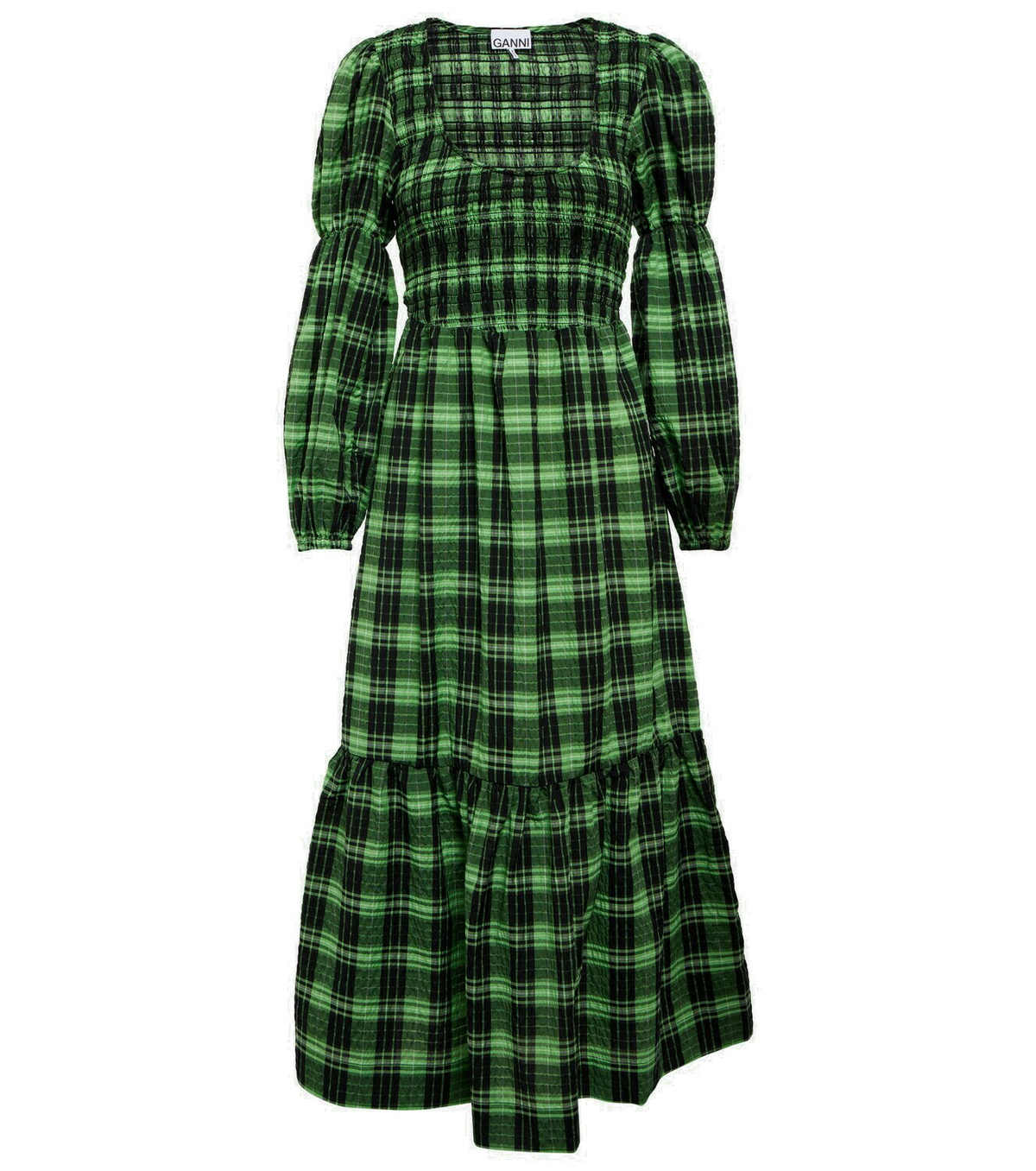 Ganni - Checked seersucker midi dress GANNI