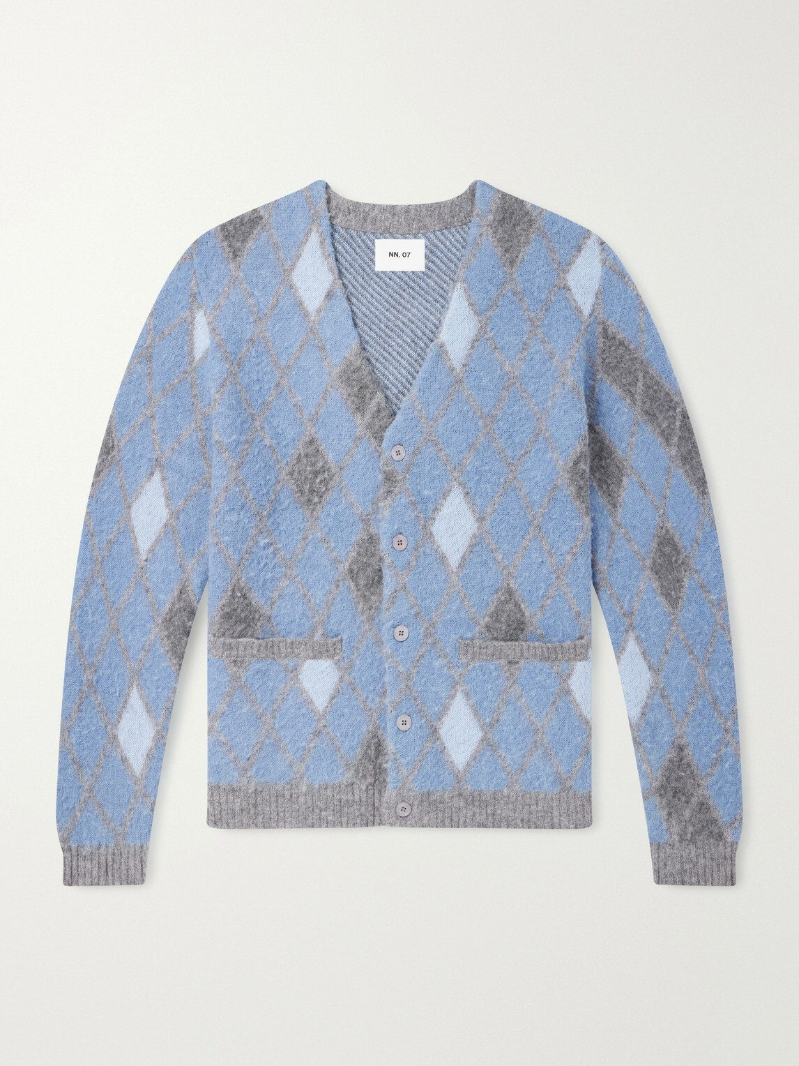 NN07 - Chris 60077 Argyle-Jacquard Cardigan - Blue
