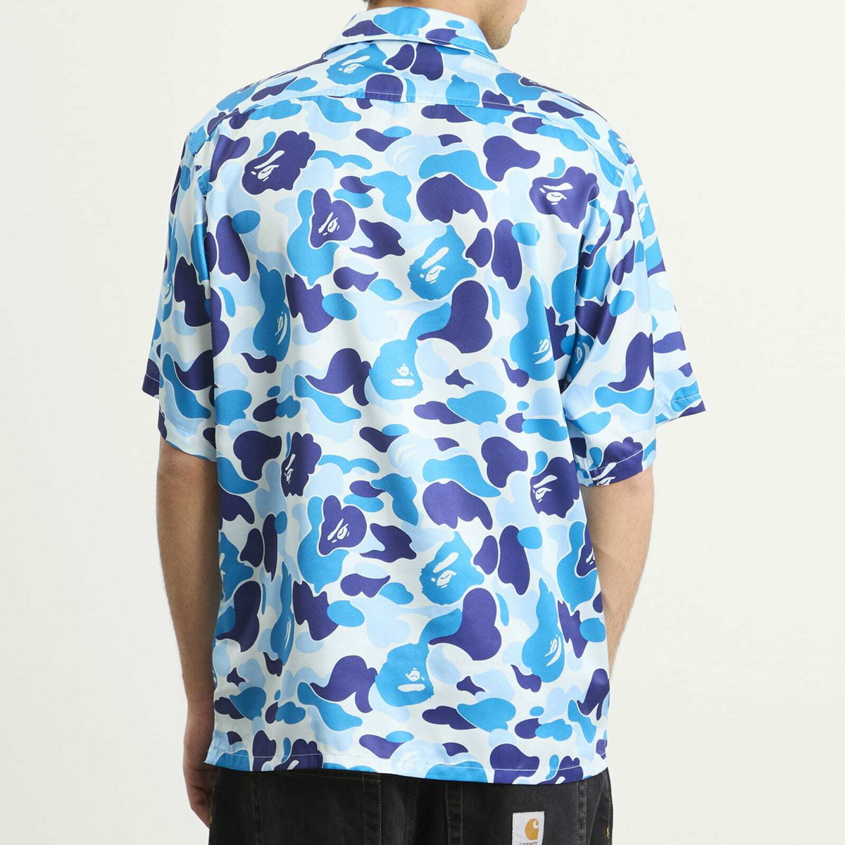 A Bathing Ape Men's Abc Camo Open Collar Ss Shirts in Blue