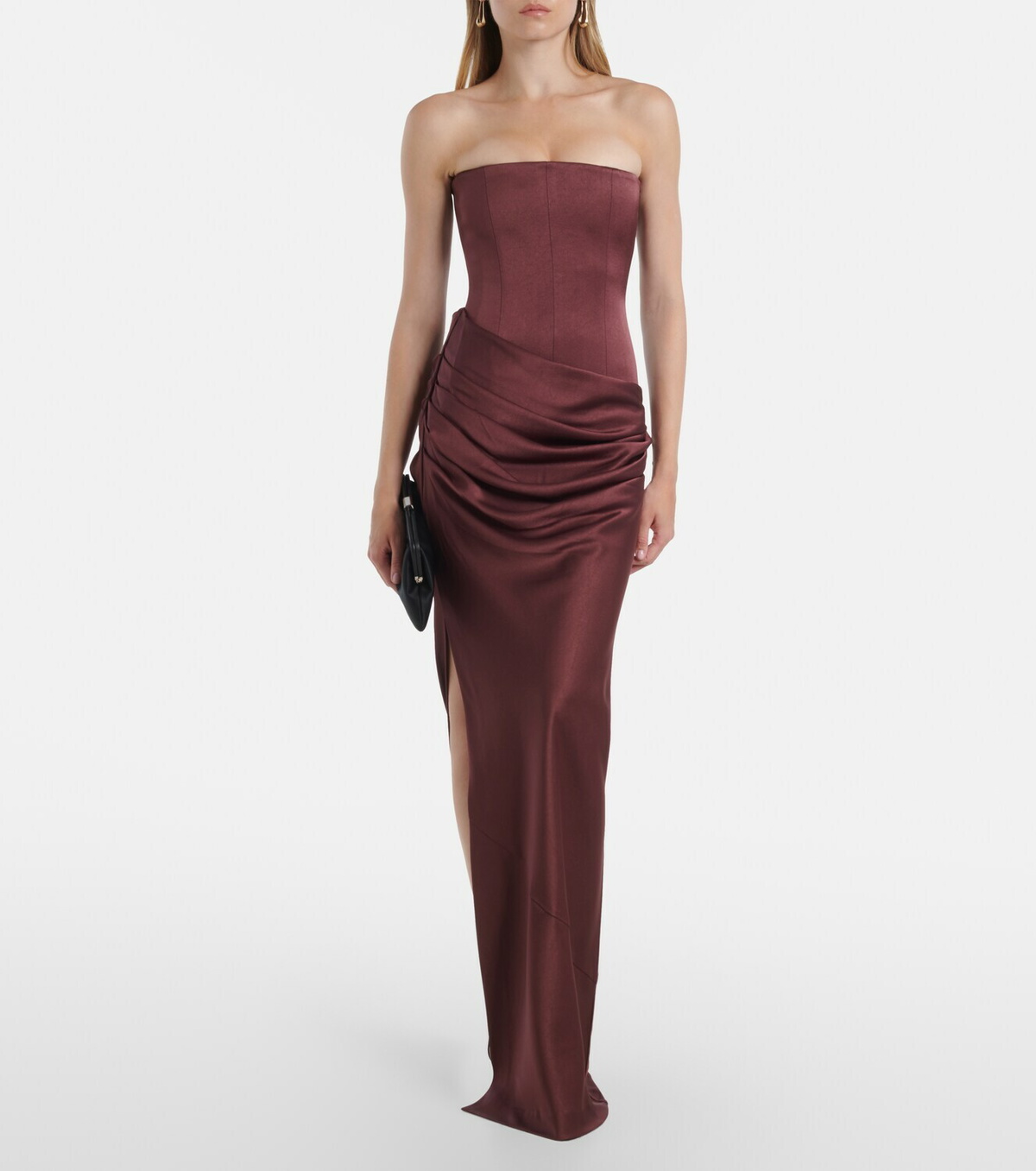 Alex Perry Draped crêpe satin corset gown