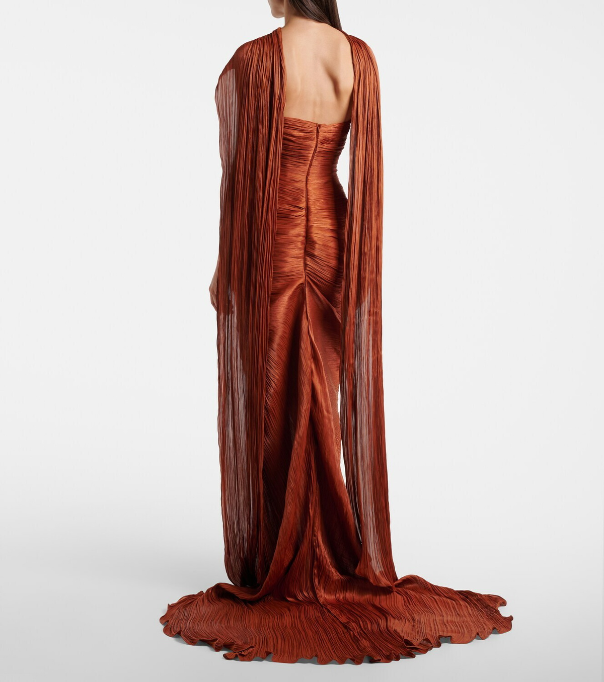 Marmar Halim Pleated taffeta bustier gown and scarf set