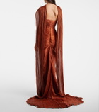Marmar Halim Pleated taffeta bustier gown and scarf set