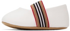 Burberry Baby White Icon Stripe Detail Ballerina Pre-Walkers