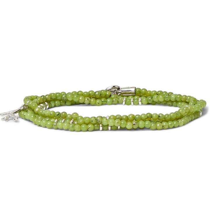 Photo: Isaia - Saracino Jade and Sterling Silver Beaded Wrap Bracelet - Green