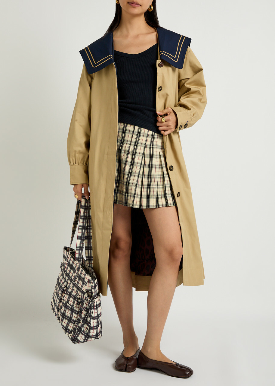 Damson Madder Ella Belted Cotton Trench Coat Tan