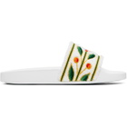 Casablanca White Embroidered Terry Slides