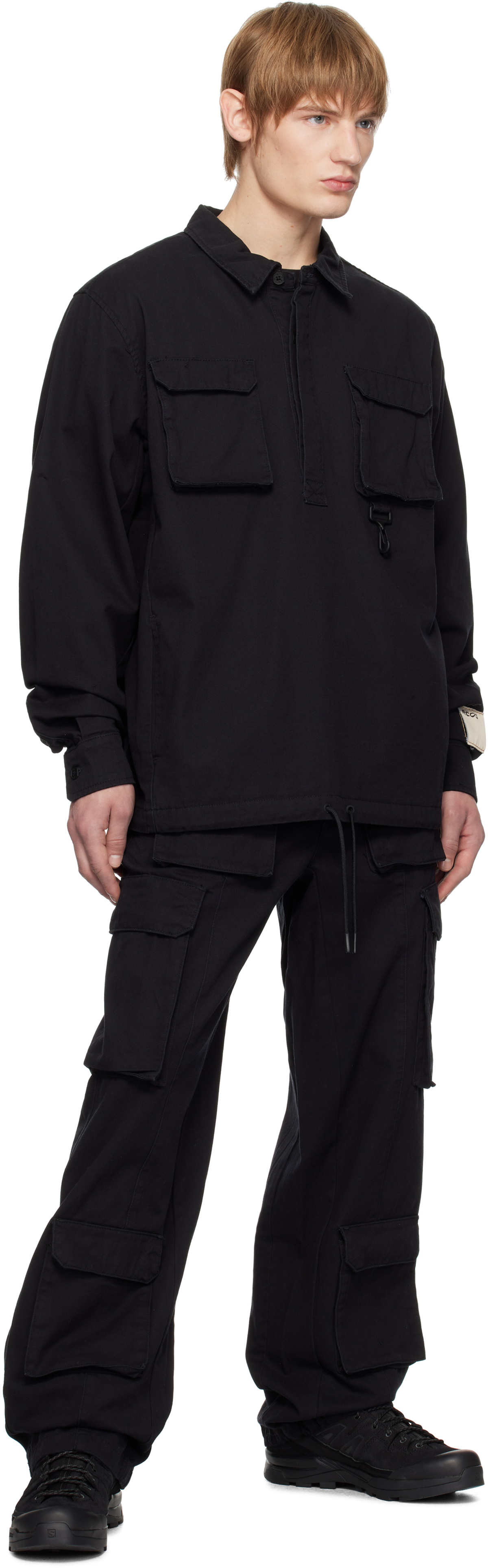 RCOS Black Cotton Cargo Pants