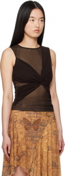 MISBHV Brown Wrapped Sleeveless Top