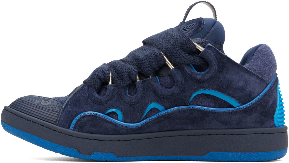 Lanvin Navy Curb Felt Sneakers