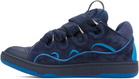 Lanvin Navy Curb Felt Sneakers