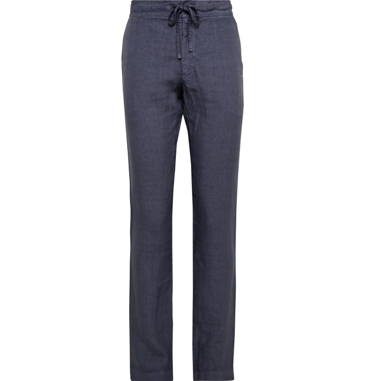 Photo: 120% - Slim-Fit Linen Drawstring Trousers - Blue