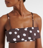 Adriana Degreas Bow-detail polka-dot cotton-blend bandeau top
