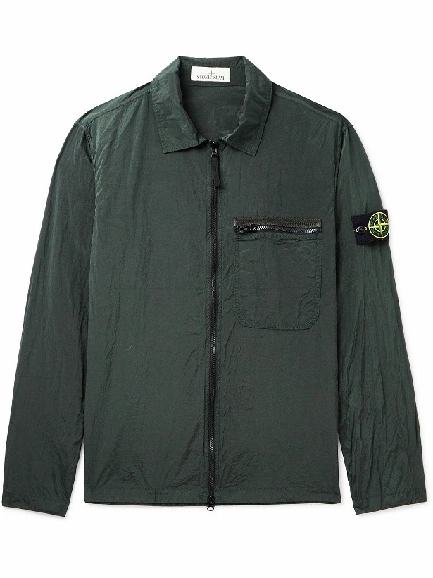 Photo: Stone Island - Logo-Appliquéd Garment-Dyed Crinkle Reps ECONYL® Nylon Overshirt - Green
