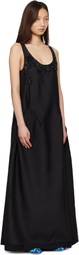 Dries Van Noten Black Rounded Wool & Silk Maxi Dress